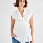 FLUTTER SLEEVE MATERNITY - REGULAR FIT - Blouse - white