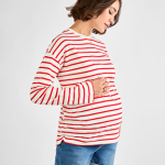 MATERNITY FIT - STRIPE LONG SLEEVE BOYFRIEND - Long sleeved top